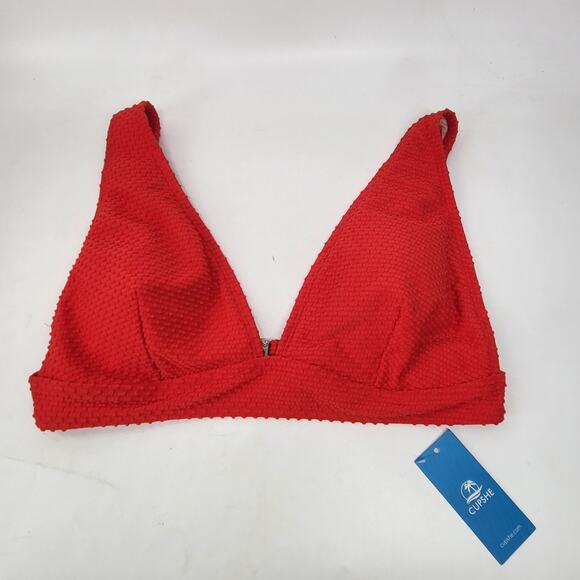 Cupshe Red Plunging Bikini Triangle Top Size Medium Padded Swimwear Sexy Luxe - Picture 4 of 9